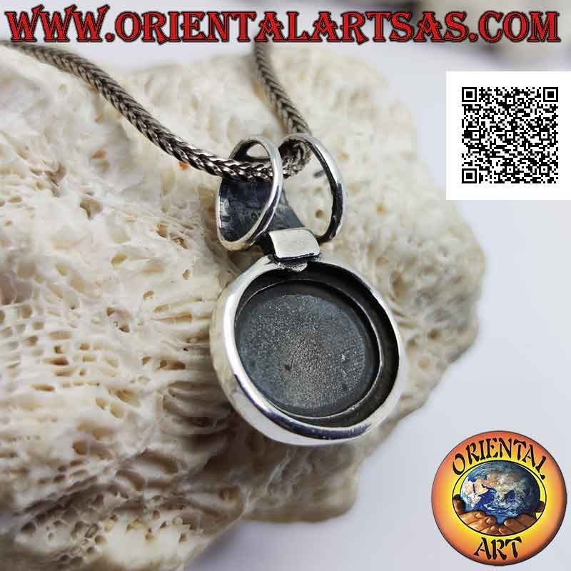 Pendentif en argent, médaille ovale horizontale lisse avec crochet tubulaire (gravable)