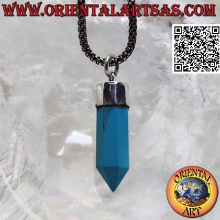 Silver pendant with pointed hexagonal prism of turquoise (2)