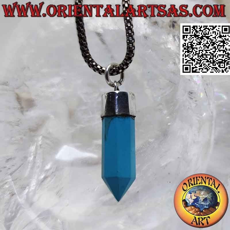 Pendentif en argent avec prisme hexagonal pointu de turquoise (2)