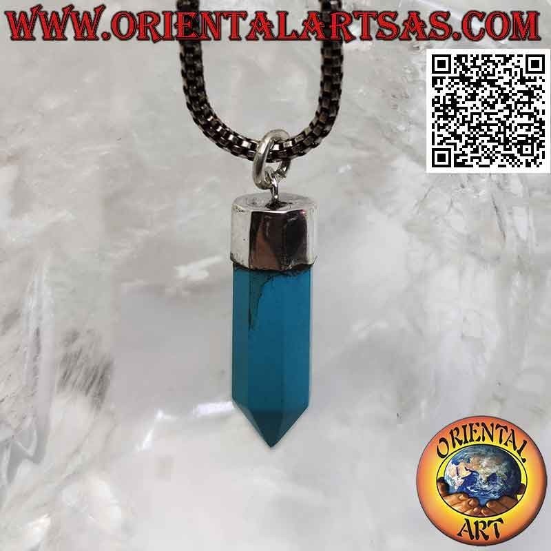 Ciondolo in argento con prisma esagonale appuntito di turchese (2)