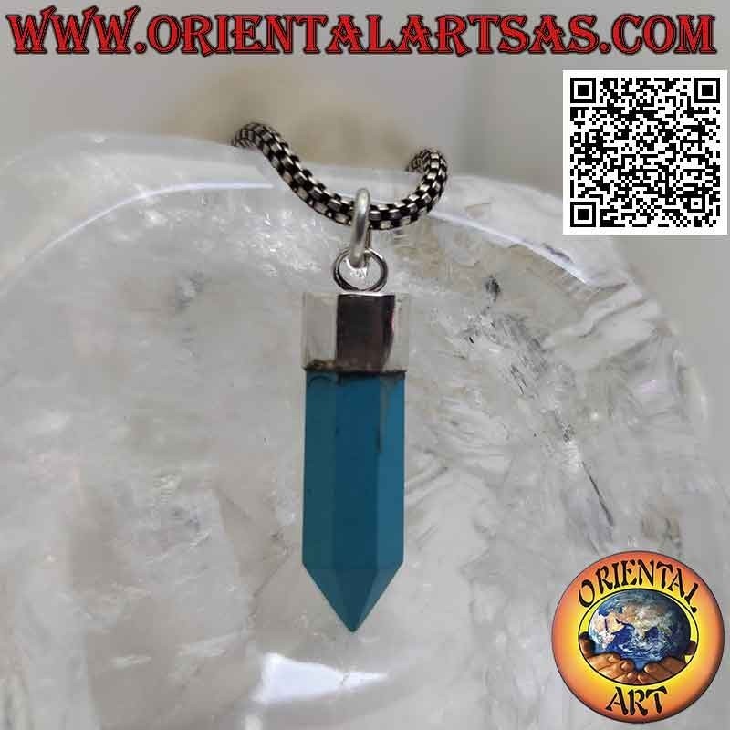 Colgante de plata con prisma hexagonal puntiagudo de turquesa (2)
