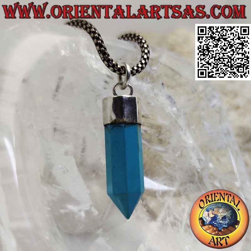 Ciondolo in argento con prisma esagonale appuntito di turchese (2)