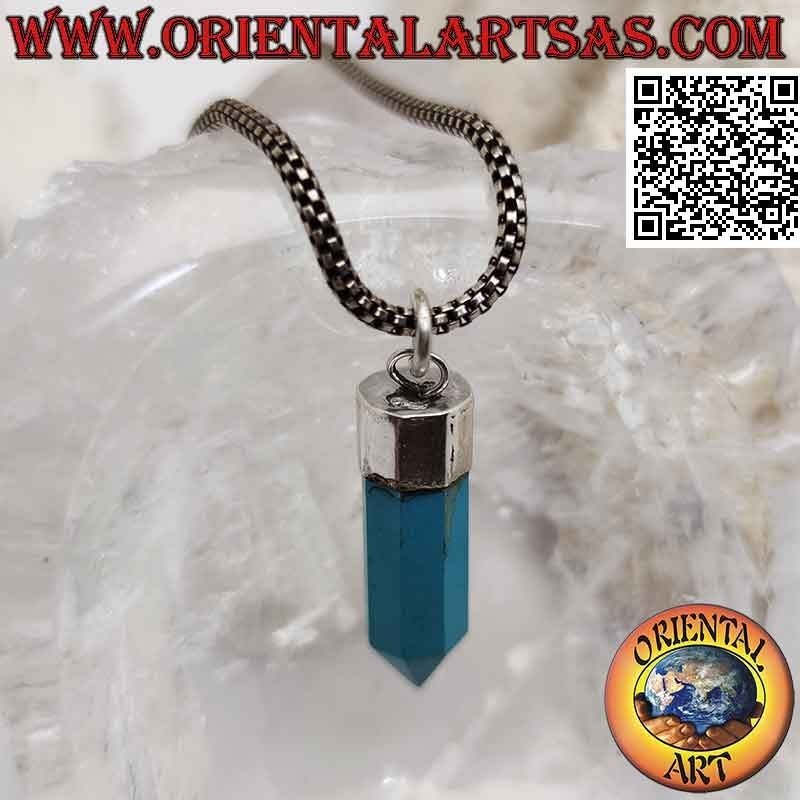 Pendentif en argent avec prisme hexagonal pointu de turquoise (2)