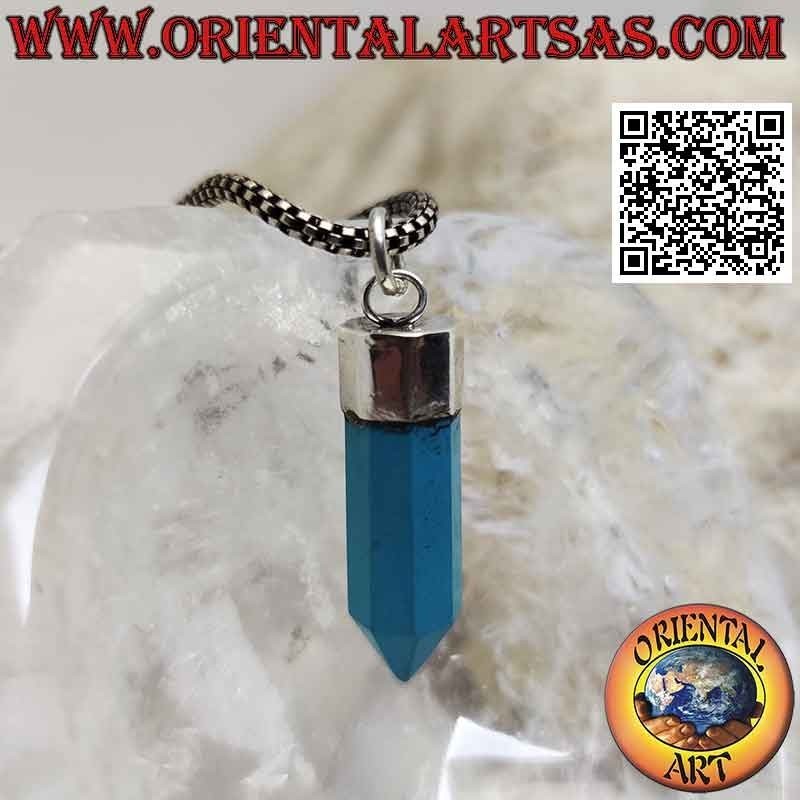 Colgante de plata con prisma hexagonal puntiagudo de turquesa (2)