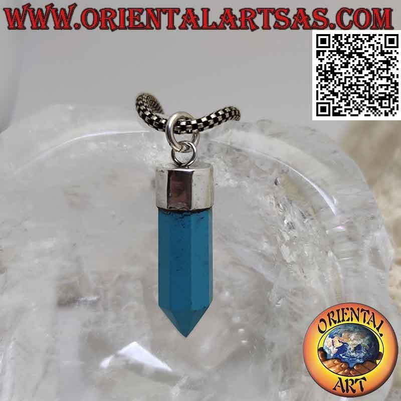 Silver pendant with pointed hexagonal prism of turquoise (2)