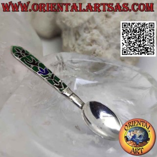 Cuchara de plata 925 ‰ con mango decorada con esmalte al fuego
