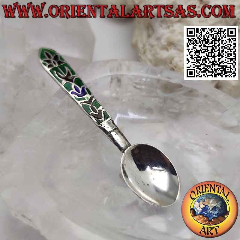 925 ‰ silver spoon with handle decorated with fired enamel