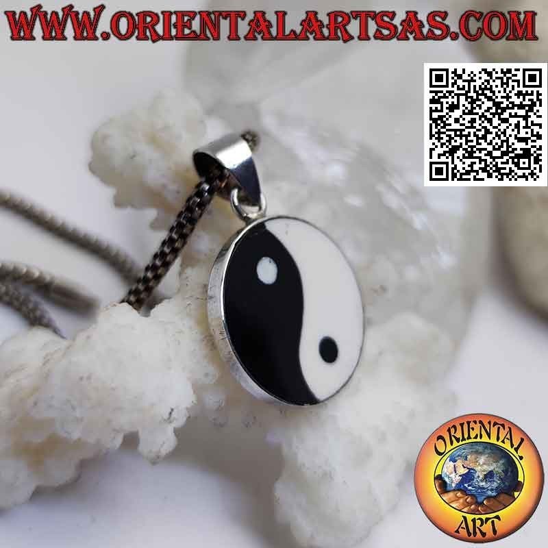 Ciondolo in argento yin yang "Tao" piatto da 18 mm Ø