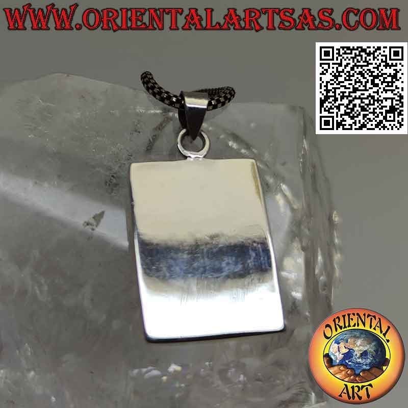 Colgante de plata con turquesa rectangular redondeada con borde liso grueso