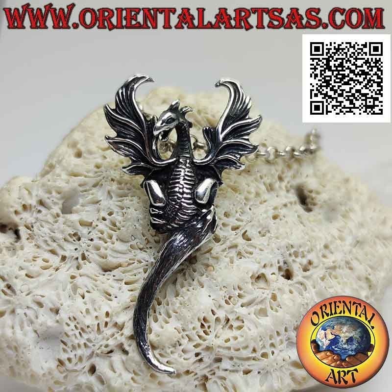 Pendentif en argent, le dragon de la résurrection
