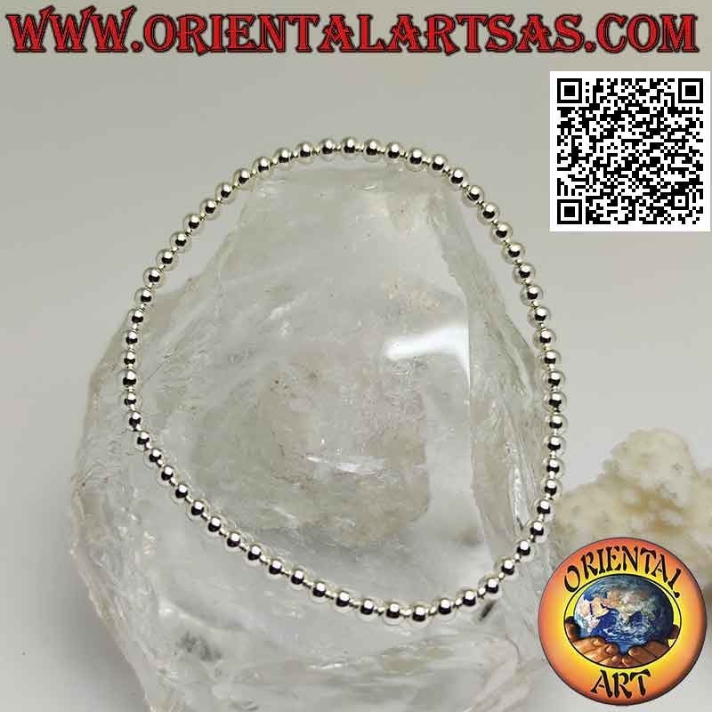 Bracciale Argento 925 con Palline 3mm su Elastico | Oriental Art