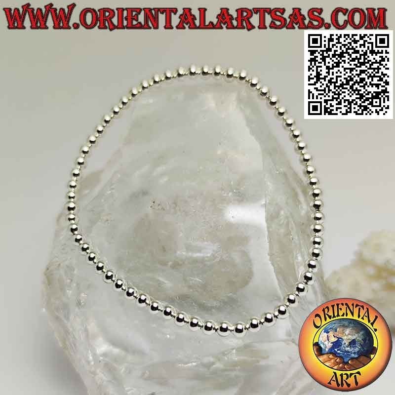 Bracciale Argento 925 con Palline 3mm su Elastico | Oriental Art