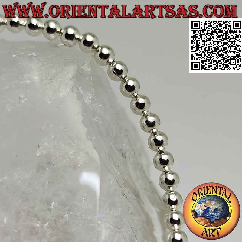 Bracelet en argent avec boules Ø 3 mm enfilées sur élastique