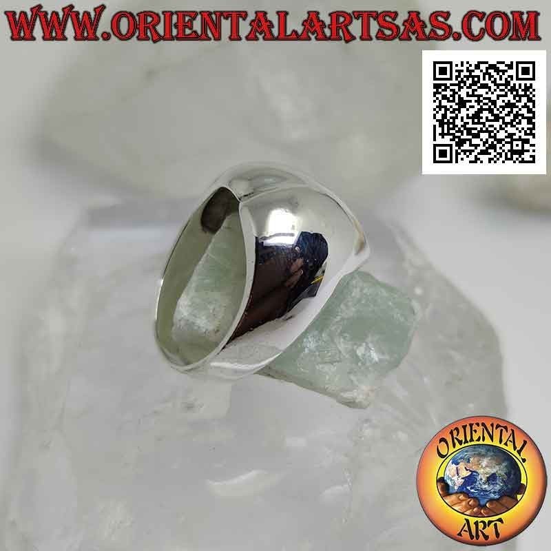 Anello in argento liscio a forma di cuore bombato