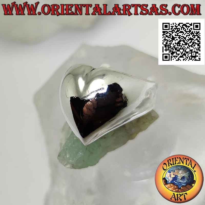 Bague en argent lisse en forme de coeur convexe