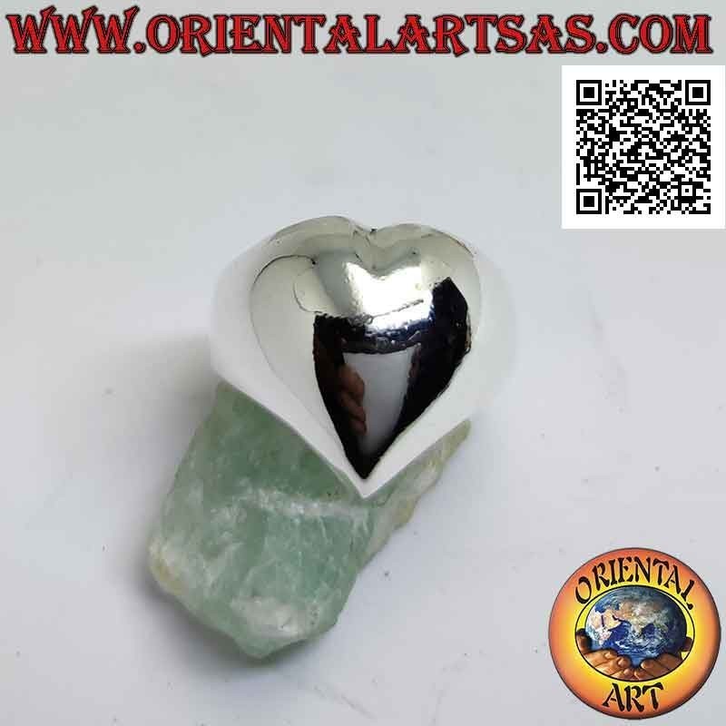 Anello in argento liscio a forma di cuore bombato