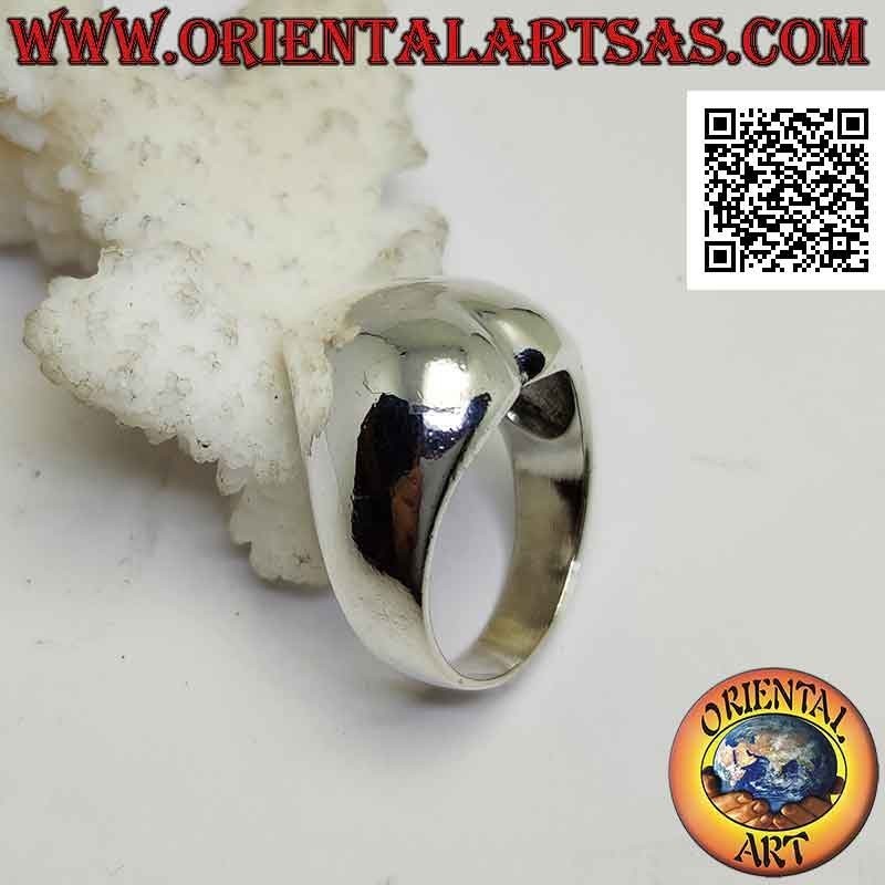 Anello in argento liscio a forma di cuore bombato
