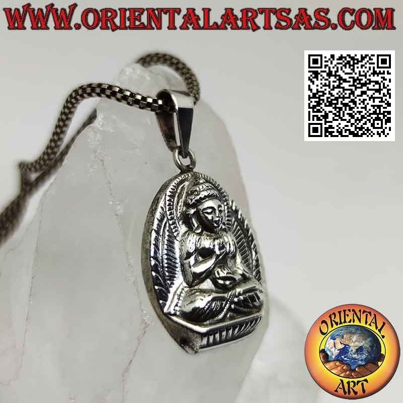 Silver pendant, the Buddha of blessing on the altar