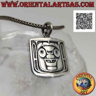 Silver pendant medal with Wiracocha, major Inca deity in bas-relief