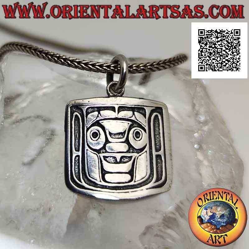 Ciondolo in argento medaglietta con Wiracocha, divinità maggiore Inca in bassorilievo