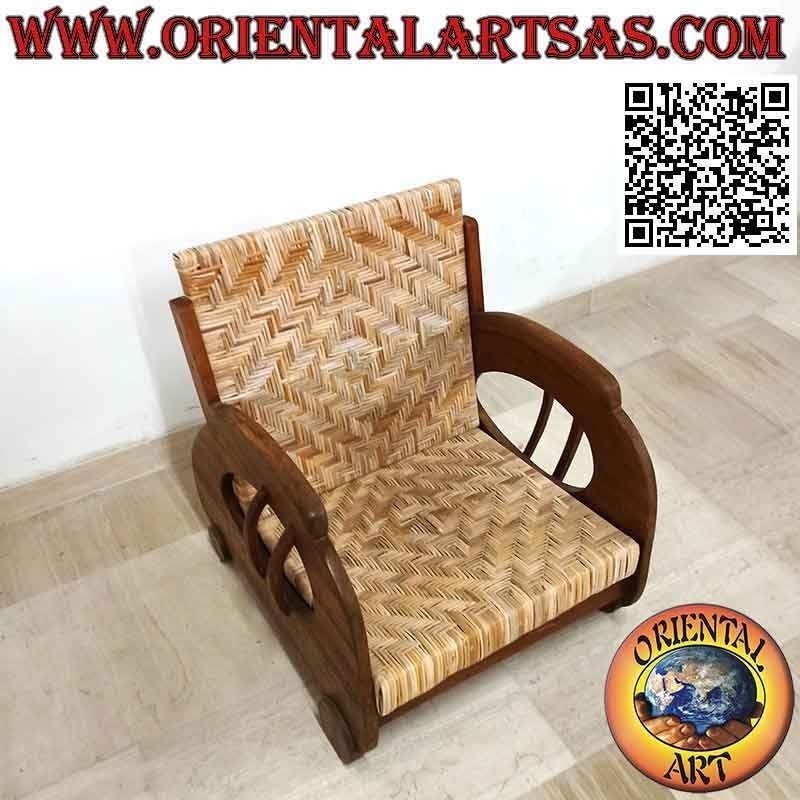 Poltrona bassa in stile imperiale in legno di teak e bambù (doppia fascetta)