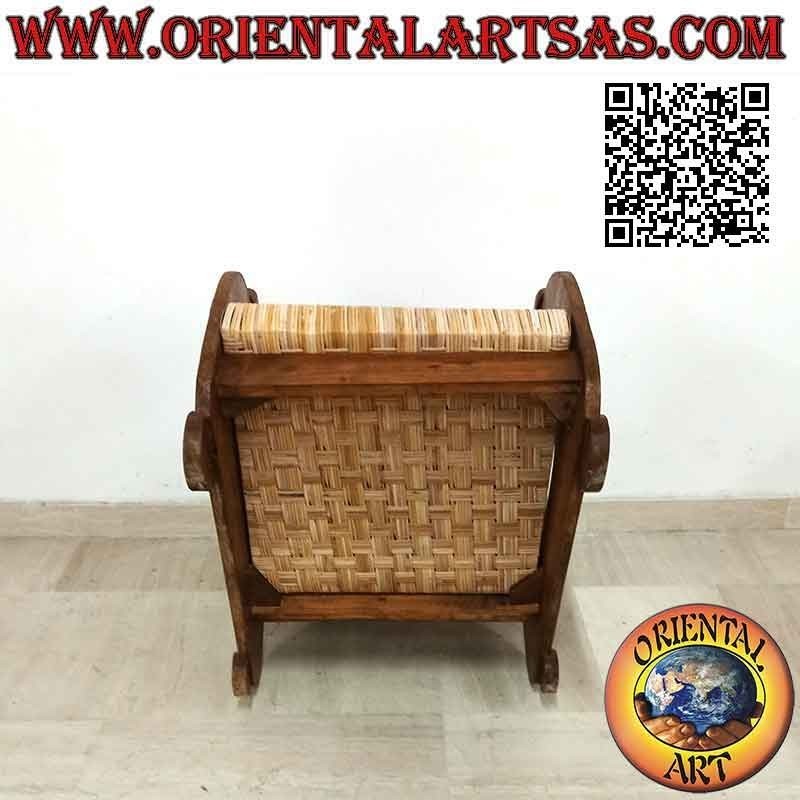 Imperial style low armchair in teak wood and bamboo (double strap)