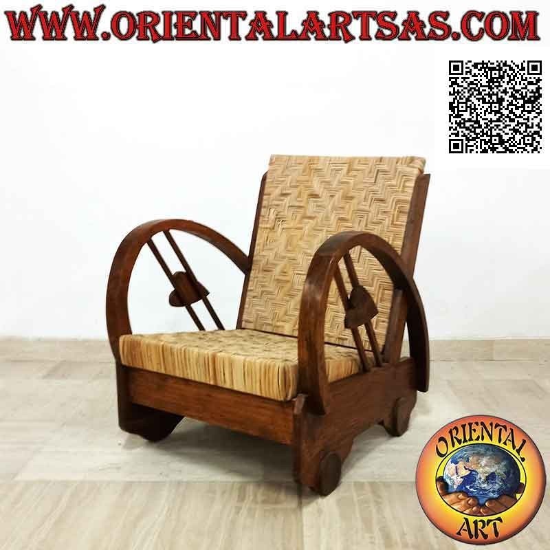 Poltrona bassa in stile imperiale in legno di teak e bambù (doppia fascetta e cuore)