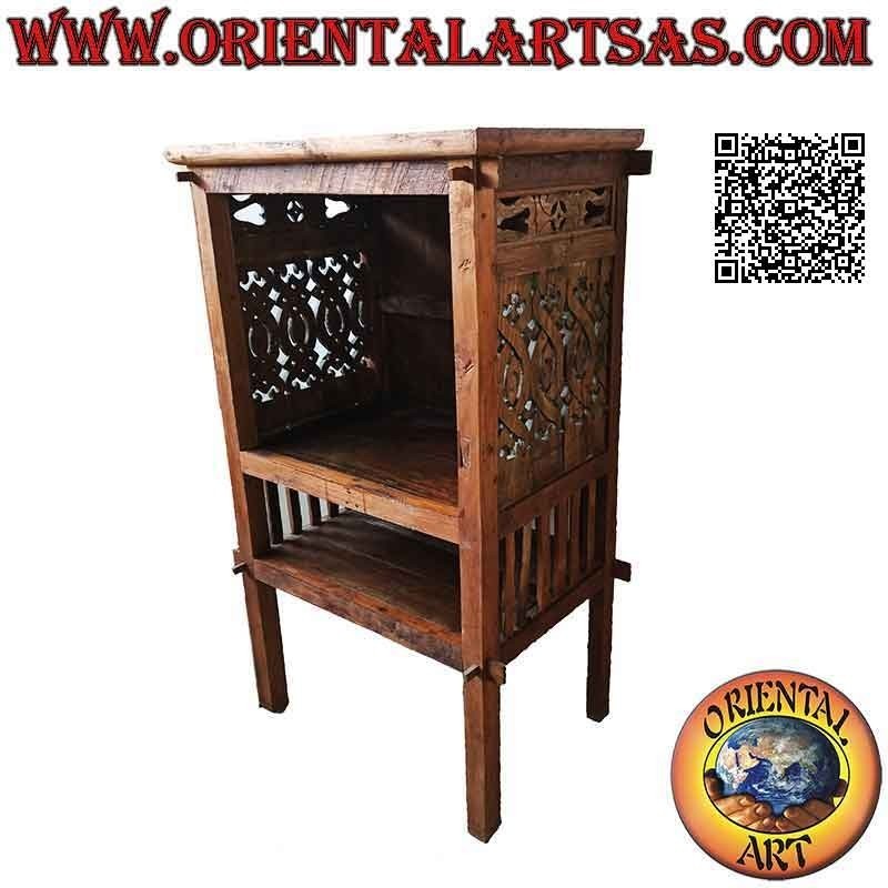 Mobile antico porta TV con decoro intagliato a mano in legno antico di teak