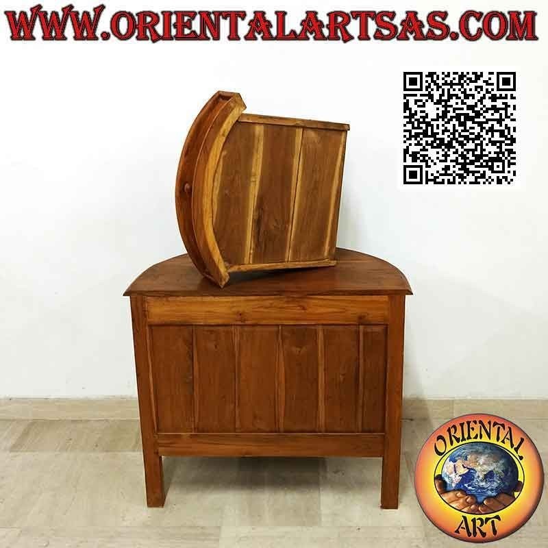 Commode demi-lune avec trois tiroirs en bois de teck