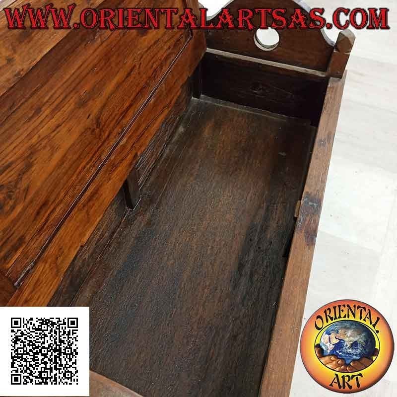 Panca - cassapanca "Jodang" con decoro floreale intagliato in legno antico di teak (apribile)