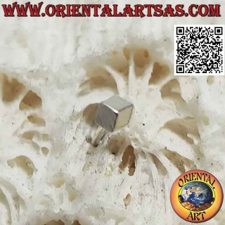 Mini Ohrring / Nasenpunkt in Silber, der glatte Würfel