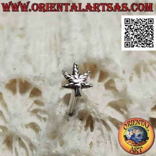 Mini boucle d'oreille / nez en argent, la feuille de marijuana