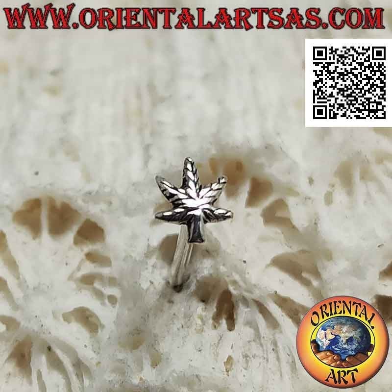 Mini pendiente / boquilla en plata, la hoja de marihuana