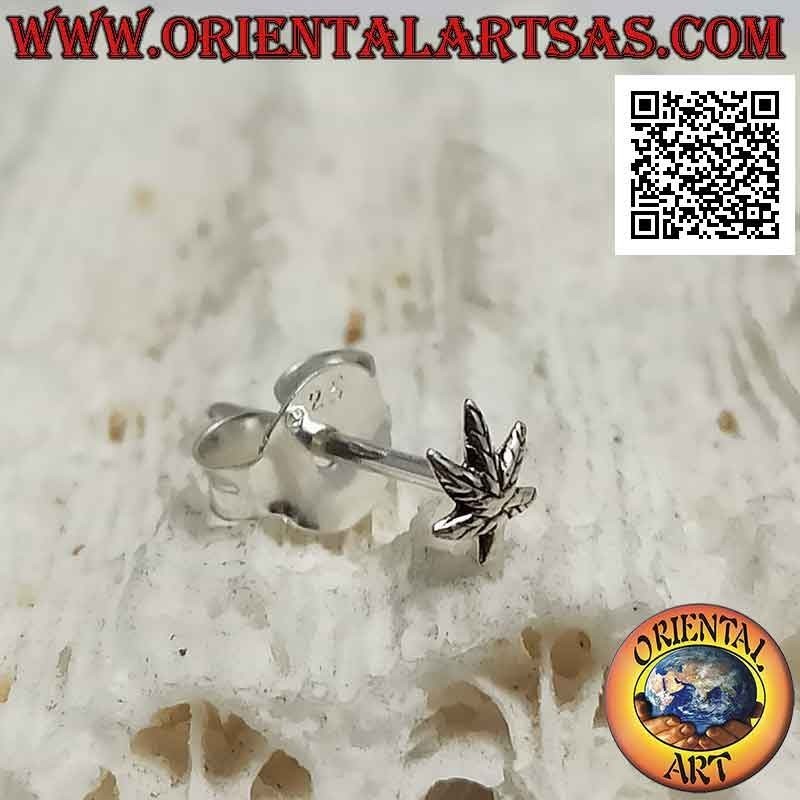 Mini pendiente / boquilla en plata, la hoja de marihuana