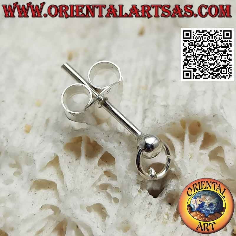 Mini-Ohrring / Nasenriemen in Silber, die Kugel mit dem eingesetzten Stirnband