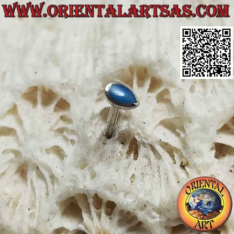 Mini boucle d'oreille / nez point en argent avec navette turquoise