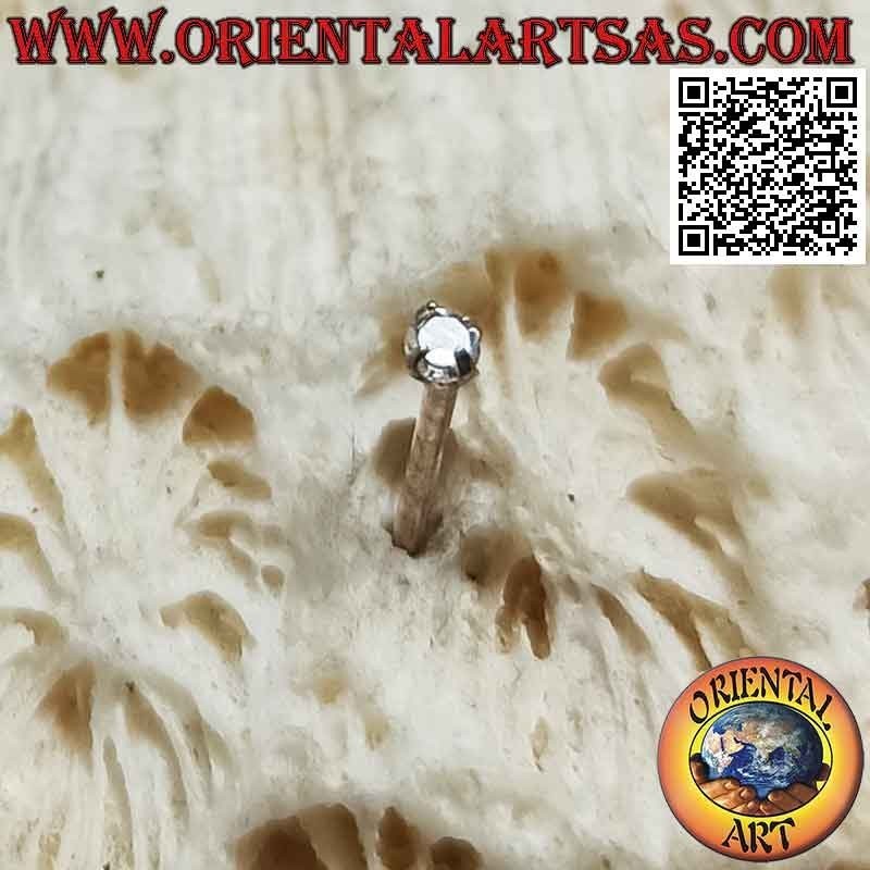 Mini boucle d'oreille en argent, point lumineux zircon facetté (rond)