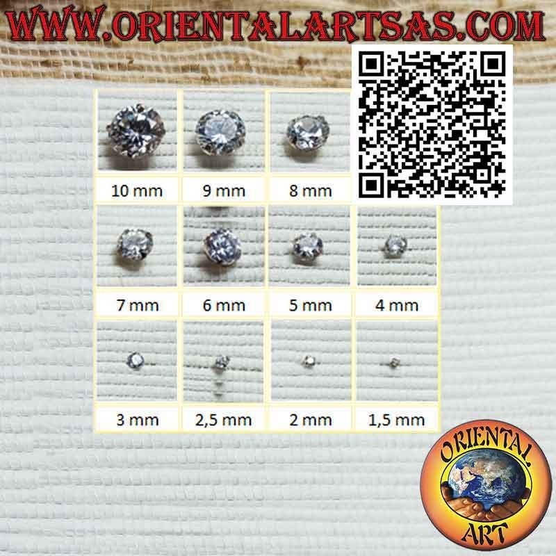 Pendiente mini en plata, punto de luz de circonita facetada (redonda)