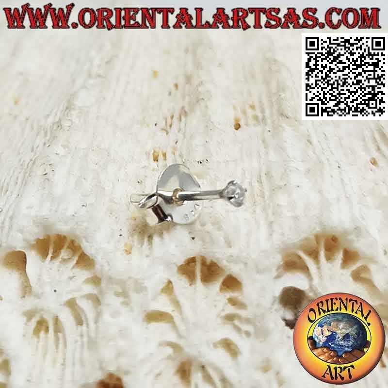 Mini boucle d'oreille en argent, point lumineux zircon facetté (rond)
