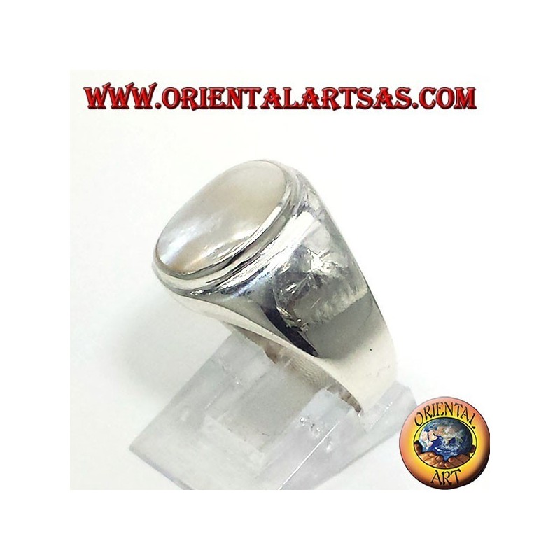 Silberring mit Perlmutt Oval