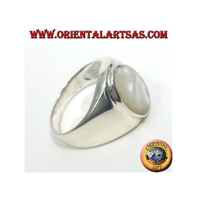 Anello in argento  con Madreperla ovale