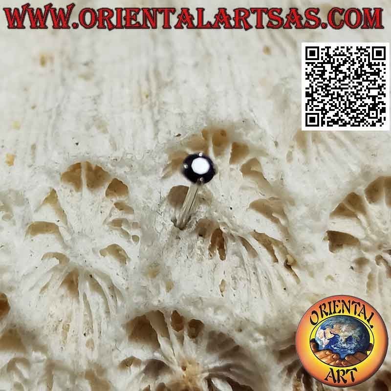 Pendiente mini en plata, circonita negra facetada engastada (redonda)