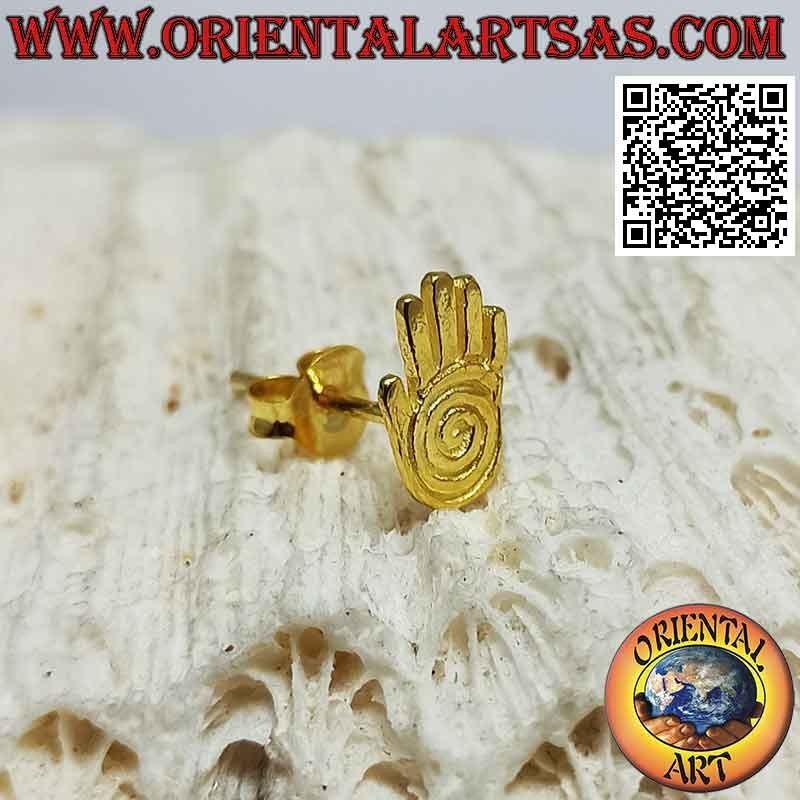 Mini orecchino in argento, la mano indigena con spirale (placcato oro)
