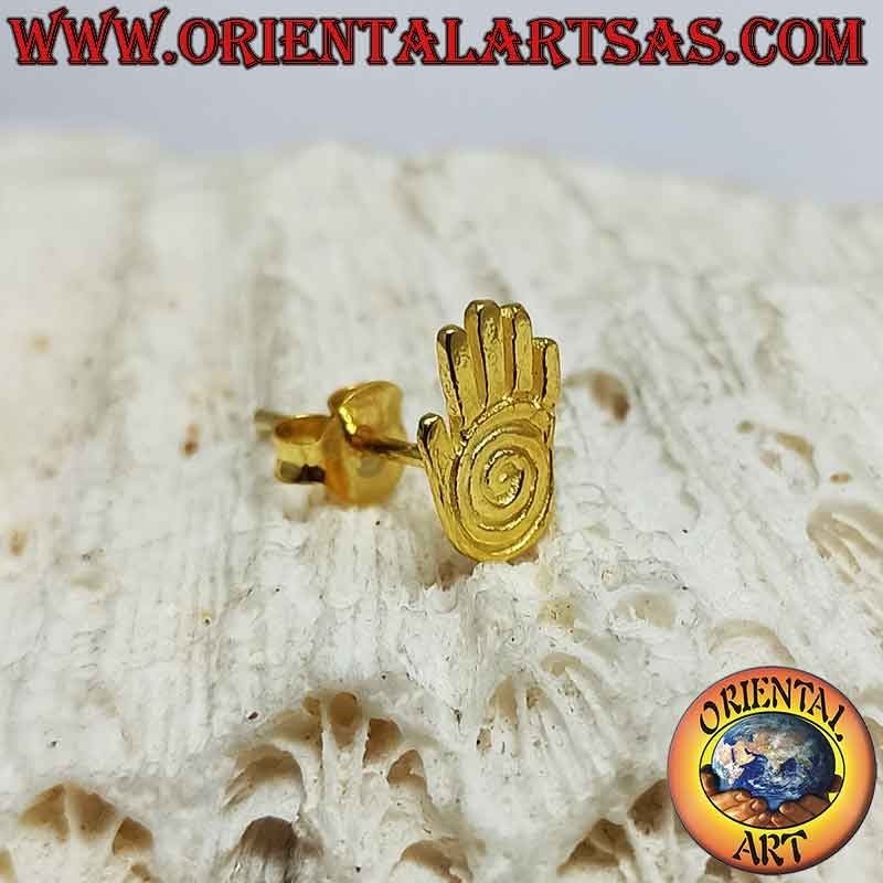 Mini boucle d'oreille en argent, la main indigène avec spirale (plaqué or)