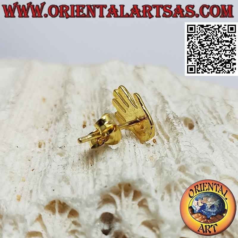 Mini earring in silver, the indigenous hand with spiral (gold plated)