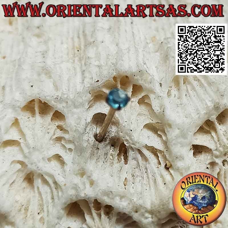 Mini Ohrring / Nasenstecker in Silber, facettierter hellblauer Zirkon (rund) 2 mm