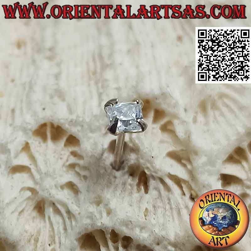 Pendiente mini en plata, punto de luz de circonita facetada (cuadrada)