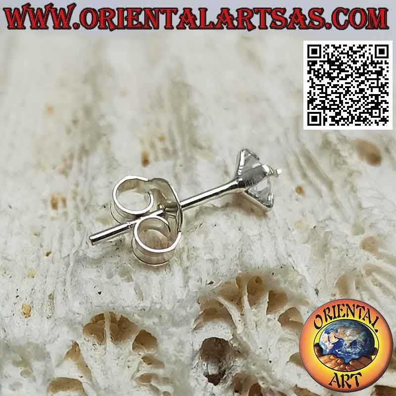 Pendiente mini en plata, punto de luz de circonita facetada (cuadrada)