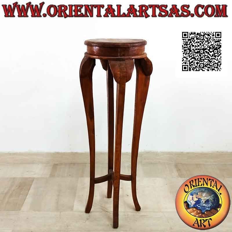 Tabouret haut (étagère auxiliaire) avec plateau rond et pieds galbés et arrondis (100 cm)