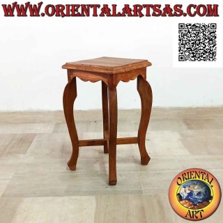 Taburete bajo (balda auxiliar) con tapa cuadrada y pies curvos (53 cm) en madera de teca